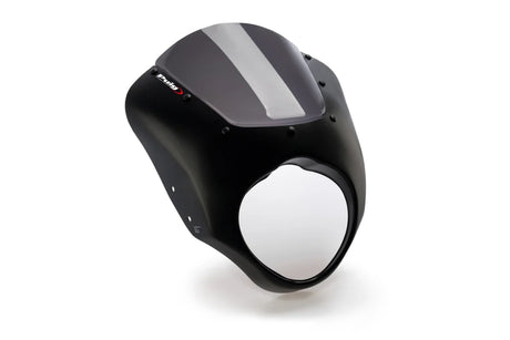 Puig Dark Night semi-fairing screen with gloss black finish and light smoke visor