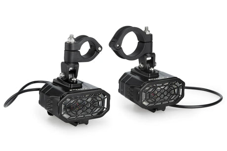 Puig Mist LED auxiliary lights with aluminium housing and lens guard for motorcycles