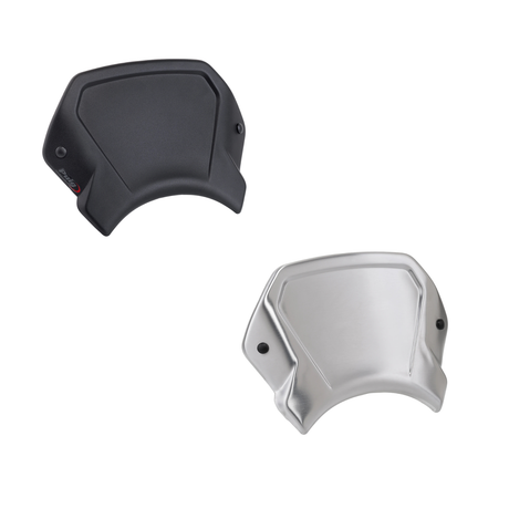 Puig ABS and aluminium motorcycle front plates in black and silver with universal mounting system