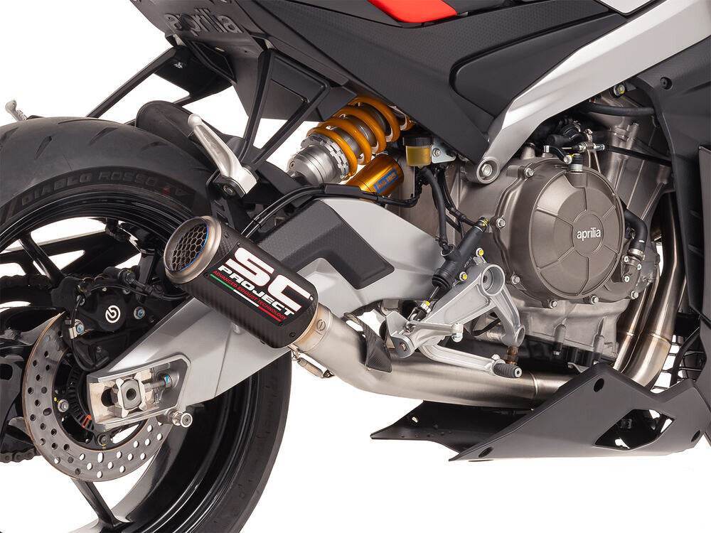 SC Project 2-1 CR-T Carbon Stoneguard Exhaust System Aprilia Tuono 660 2025 - Motorcycle Performance Store