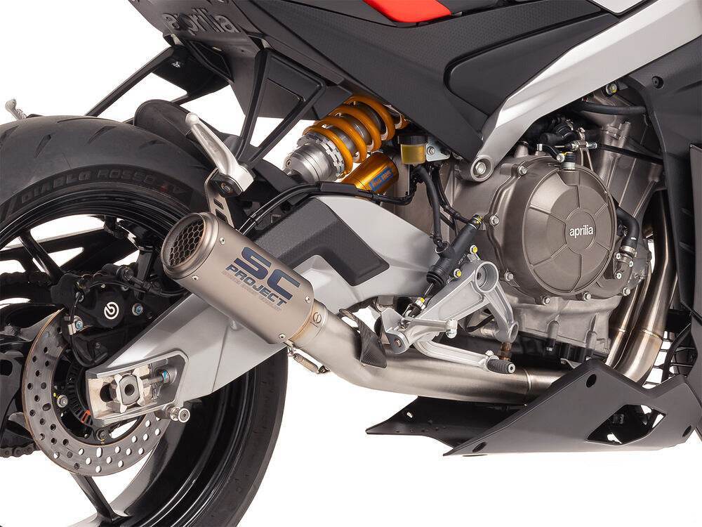 SC Project 2-1 CR-T Titanium Stoneguard Exhaust System Aprilia Tuono 660 2025 - Motorcycle Performance Store