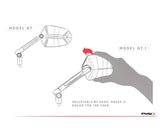 Puig GT.1 Black / Silver Handlebar Mirrors - Motorcycle Performance Store