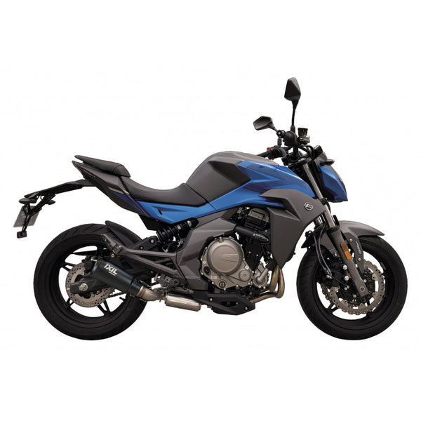 IXIL Race Xtrem Black slip-on exhaust silencer for CF Moto 650 NK with black conical stainless steel design
