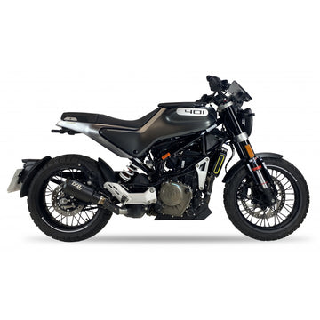 IXIL CM3259RB Race Xtrem Black Slip-On Exhaust Husqvarna Vitpilen 401 2020-23, matt black stainless-steel conical silencer with removable dB killer, 230 mm length