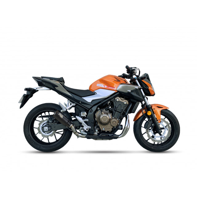 IXIL Race Xtrem Black slip-on exhaust silencer for Honda CB500F 2016-2018 and CB500X 2017-2018 with removable dB killer