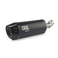 IXIL Hexoval Xtrem Black full exhaust system with black stainless steel hexoval silencer and removable dB killer fitted to a Zontes 368 G ADV motorcycle