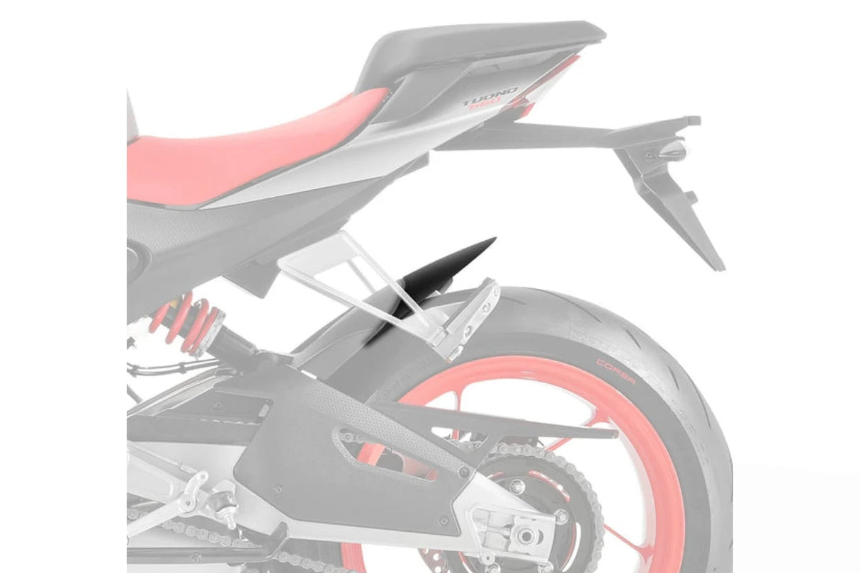Puig rear fender extension fitted to Aprilia RS660 2021–2026 matt black rear mudguard extender_1