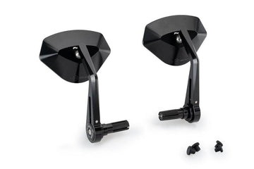 Puig Hi-Tech 5 Black / Silver Bar End Mirrors - Motorcycle Performance Store