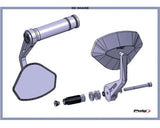 Puig Hi-Tech 5 Black / Silver Bar End Mirrors - Motorcycle Performance Store