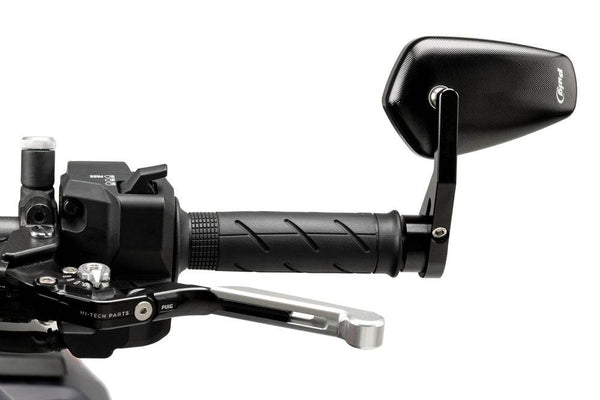 Puig Bond Black / Silver Bar End Mirrors - Motorcycle Performance Store