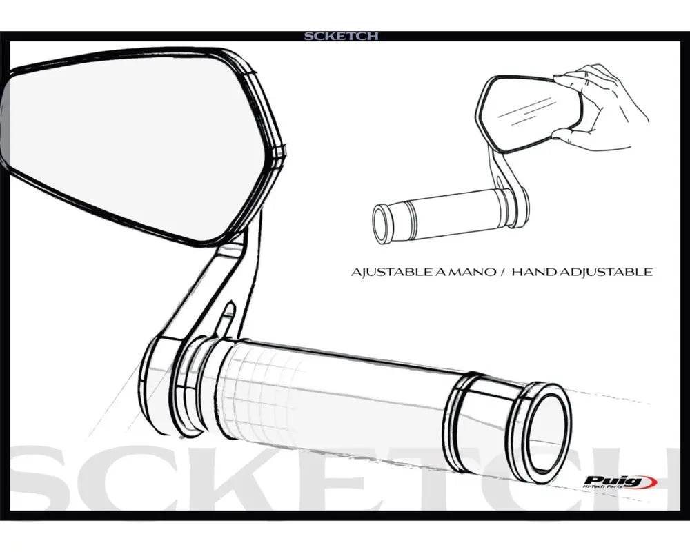 Puig Bond Black / Silver Bar End Mirrors - Motorcycle Performance Store