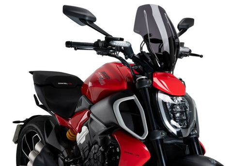Puig Dark Smoke Adjustable Touring Screen for the Ducati Diavel V4