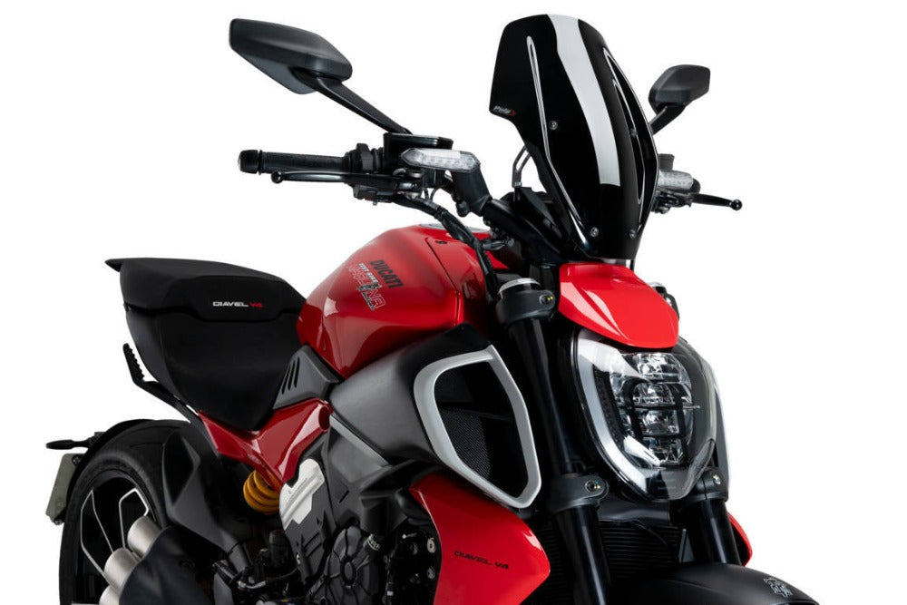 Puig Black Adjustable Touring Screen for the Ducati Diavel V4