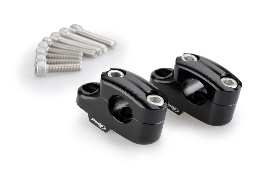 Puig pullback handlebar risers installed on Honda CB750 Hornet 2023-2026 in black finish