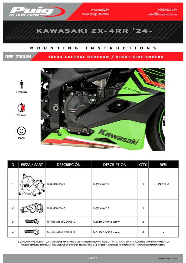 Puig Engine Protection Covers (Track) Kawasaki ZX-4RR 2024-25