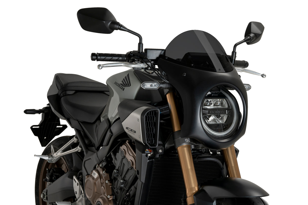 PUIG Black Retro Semi Fairing Screen Honda CB650R 2024-25