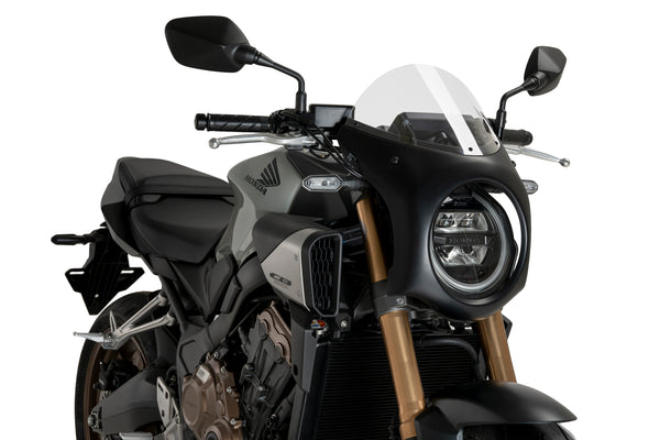 PUIG Black Retro Semi Fairing Screen Honda CB650R 2024-25