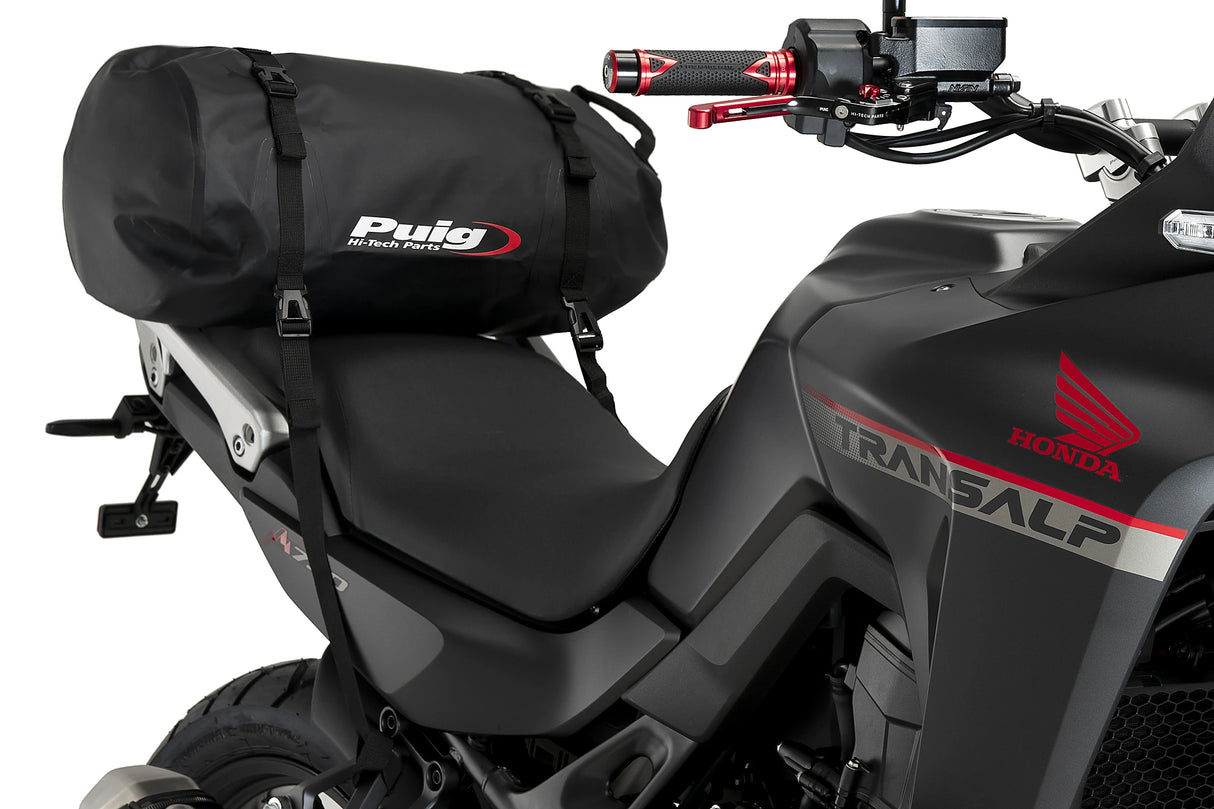 Puig 30 litre waterproof rear motorcycle bag PVC touring tail bag with secure mounting straps_1