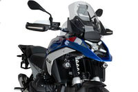 Pair of Puig Beam 3.0 LED auxiliary motorcycle spotlights with black aluminium housings and twin LED lenses