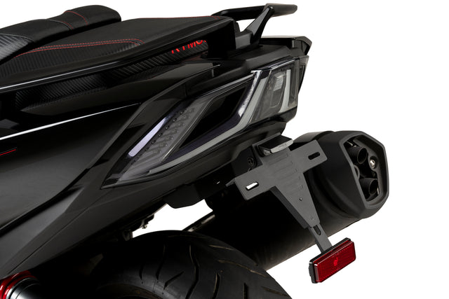 Puig tail tidy fitted to Kymco AK550 Premium showing compact rear licence plate mount