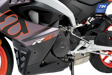 Puig 22248N Black Track Engine Covers. matt black 4 mm reinforced polyamide engine protection kit with two covers
