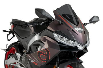 Puig 22273F Dark Smoke Z-Racing Screen for Aprilia RS 457 2024-26, 380 mm high aerodynamic windscreen