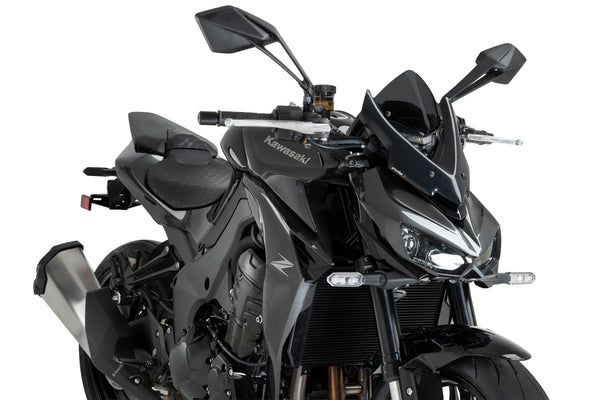 Puig New Generation Dark Smoke Sport screen for Kawasaki Z1100 2026 compact sport flyscreen