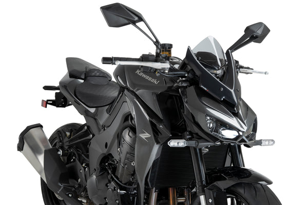 Puig New Generation Light Smoke Sport screen for Kawasaki Z1100 2026 compact sport flyscreen