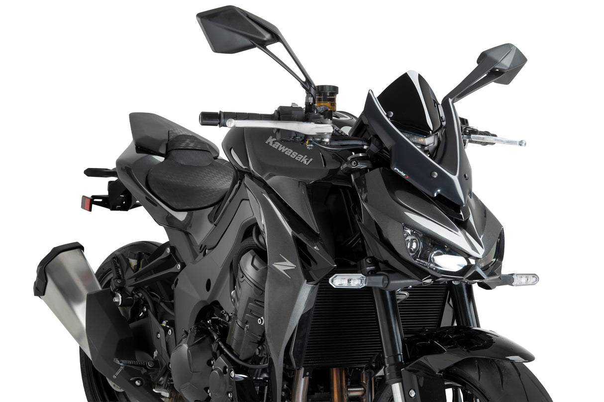 Puig New Generation Black Sport screen for Kawasaki Z1100 2026 compact sport flyscreen