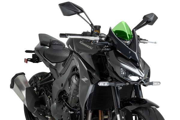 Puig New Generation Green Sport screen for Kawasaki Z1100 2026 compact sport flyscreen
