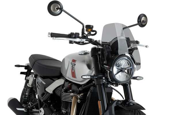 Puig New Generation Light Smoke Sport screen for Triumph Speed Twin 1200 RS 2025 compact flyscreen