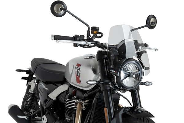 Puig New Generation Clear Sport screen for Triumph Speed Twin 1200 RS 2025 compact flyscreen