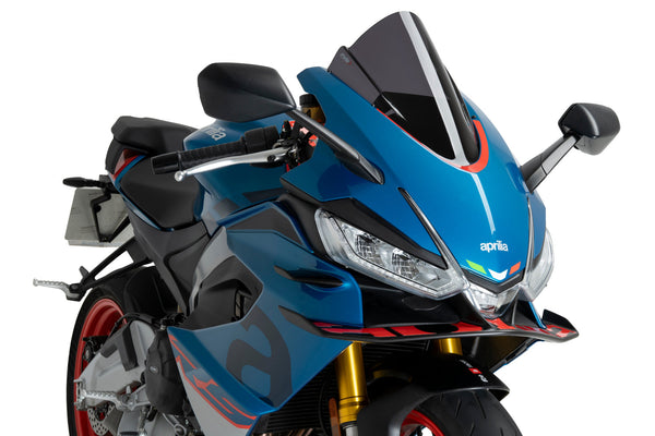Puig Z-Racing screen fitted to Aprilia RS 660 2025-2026 in a Dark Smoke finish