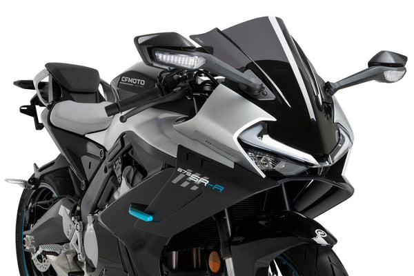 Puig Z-Racing screen fitted to CF Moto 675 SR-R 2025 dark smoke aerodynamic windscreen