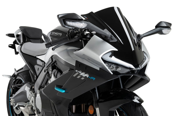 Puig Z-Racing screen fitted to CF Moto 675 SR-R 2025 Black aerodynamic windscreen