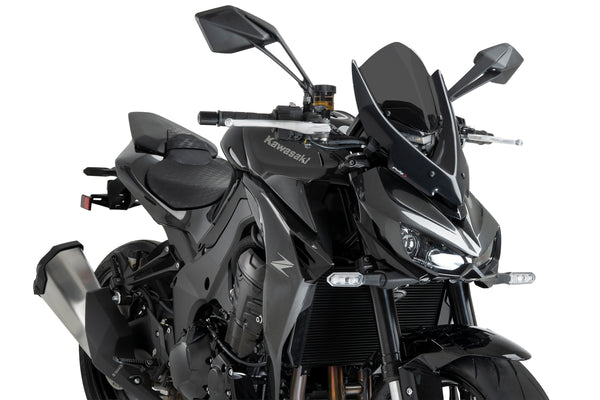 Puig New Generation Dark Smoke Touring screen for Kawasaki Z1100 2026 tall touring windscreen