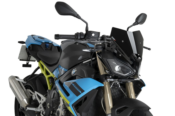 Puig gloss black aerodynamic sport screen for BMW S1000R 2025-2026 upgraded windscreen styling and airflow