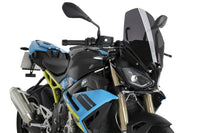 Puig clear aerodynamic touring screen for BMW S1000R 2025-2026 providing upgraded windscreen protection and improved rider comfort