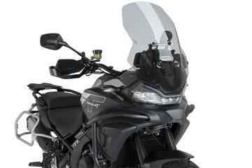 Puig 22837H Light Smoke Touring Screen for CF Moto 800 MT-X 2025-26, 590 mm high x 405 mm wide in 4 mm acrylic.