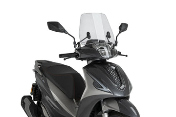 Puig Trafic Windscreen Morbidelli SC 125 LX 2025-26, compact 3 mm polycarbonate scooter screen in light smoke or clear, Height 310 mm x Width 370 mm