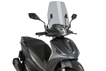 Puig Urban Windscreen Morbidelli SC 125 LX 2025-26, 3 mm polycarbonate touring scooter screen in light smoke or clear, Height 405 mm x Width 370 mm, with mounting kit_2