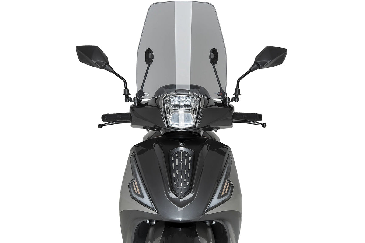 Puig Urban Windscreen Morbidelli SC 125 LX 2025-26, 3 mm polycarbonate touring scooter screen in light smoke or clear, Height 405 mm x Width 370 mm, with mounting kit_3