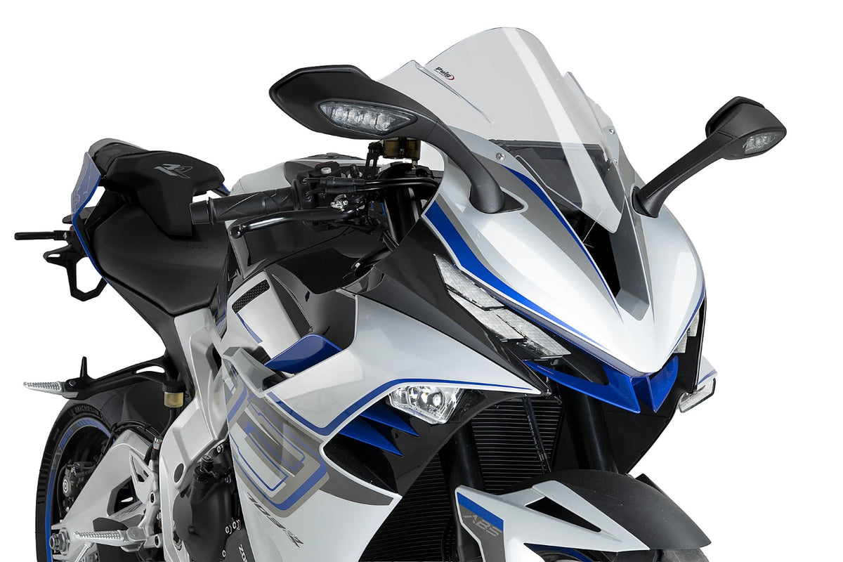 Puig Z-Racing Screen Zontes 703 RR 2024-26, double-height 3 mm acrylic racing windscreen, Height 350 mm x Width 400 mm, available in six colours