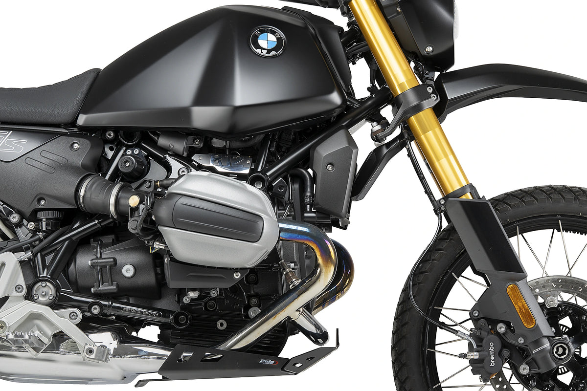 Puig Sump Guard BMW R12 G-S 2025-26, black 4 mm aluminium engine skid plate with anti-vibration mounting supports and model-specific fitting kit_1