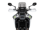 Puig 23216W Headlight Protector CF Moto 450 MT 2023-26, clear motorcycle headlight guard with black epoxy-coated steel mounting brackets and fitting kit_2