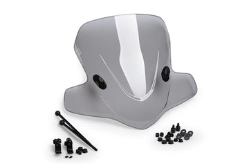 Puig City Touring Smoke Screen for Aprilia Sportcity 125 2004-23, 450 mm high x 620 mm wide in 3 mm polycarbonate with handlebar mounting kit