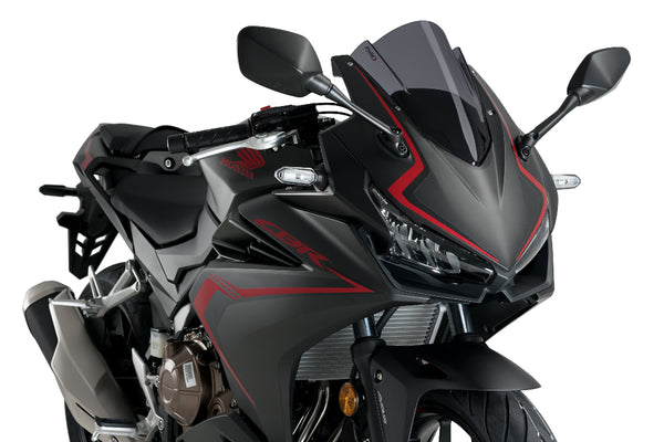 Puig Dark Smoke Z Racing Screen installed on a Honda CBR500R 2019-2025