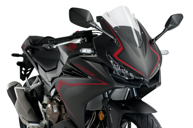 Puig Clear Z Racing Screen installed on a Honda CBR500R 2019-2025