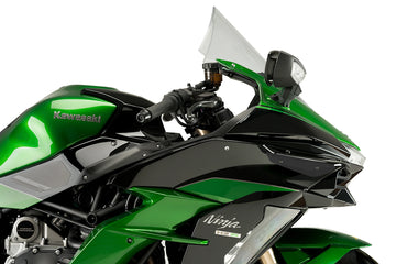 Puig Downforce Side Spoilers fitted to a Kawasaki Ninja H2 SX featuring MotoGP-inspired aerodynamic winglets in a choice of black, blue, red or green_1