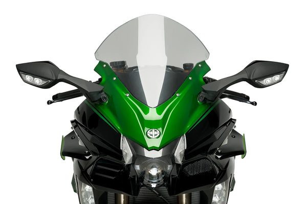 Puig Downforce Side Spoilers fitted to a Kawasaki Ninja H2 SX featuring MotoGP-inspired aerodynamic winglets in a choice of black, blue, red or green_2